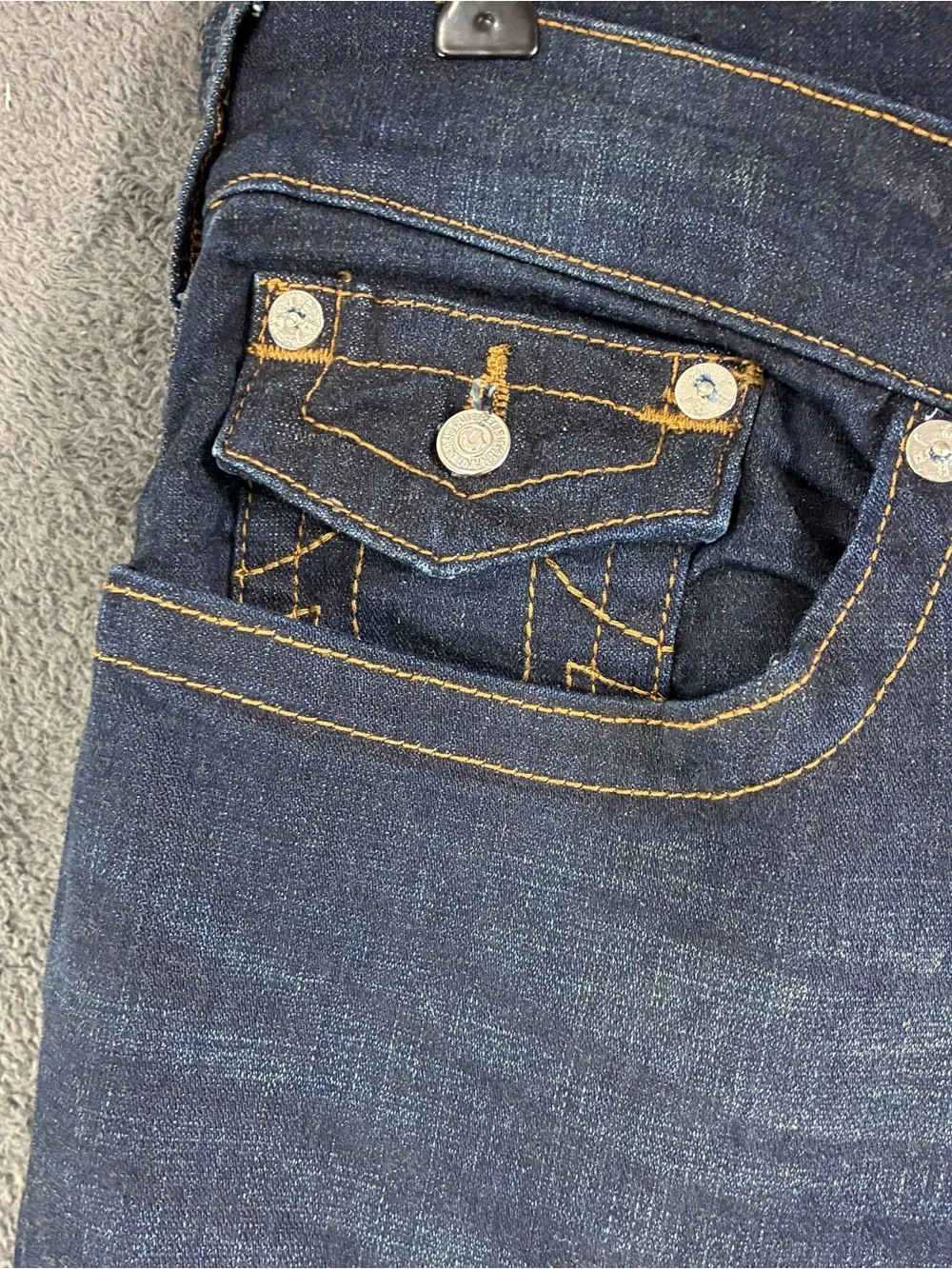 True Religion Ricky Relaxed Straight jeans in a dark indigo wash